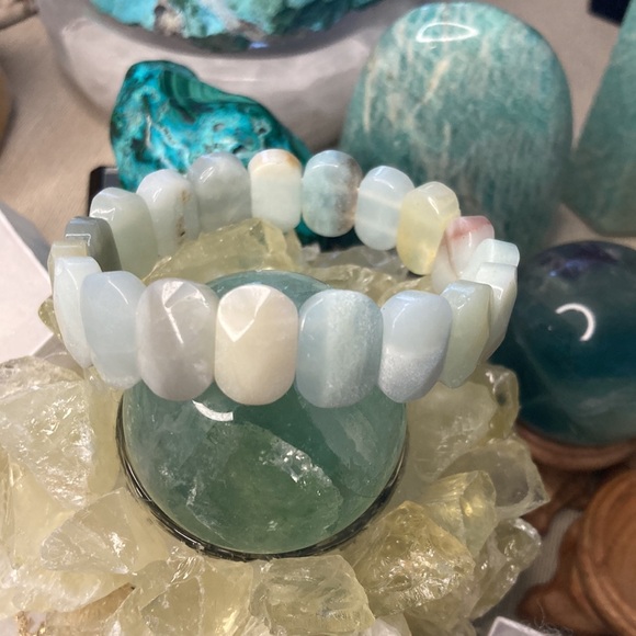 Amazanite High Quality Faceted Stone Beaded Bracelet - Picture 2 of 3